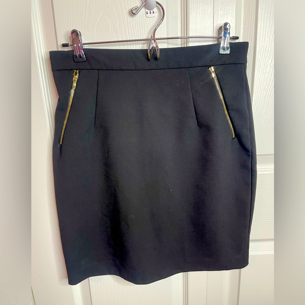 Black Skirt with gold zipper pockets
